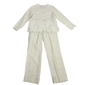 Easy Spirit Vintage Linen Top and Pant Striped Set US Women's M (Top),10 (Pants)
